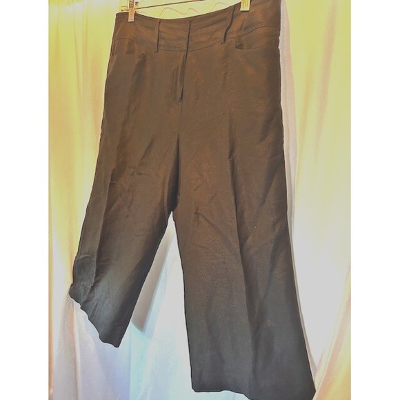 Larry Levine Linen Blend  Women's Black Wide Leg Dress Pants Size 10 - Picture 1 of 6